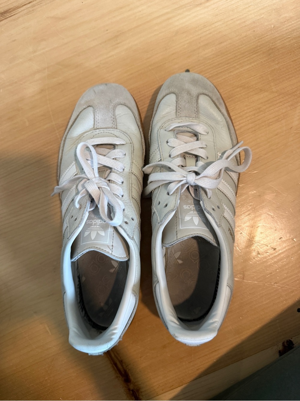 Adidas Samba Off White Leather & Light Gray Suede Sneakers